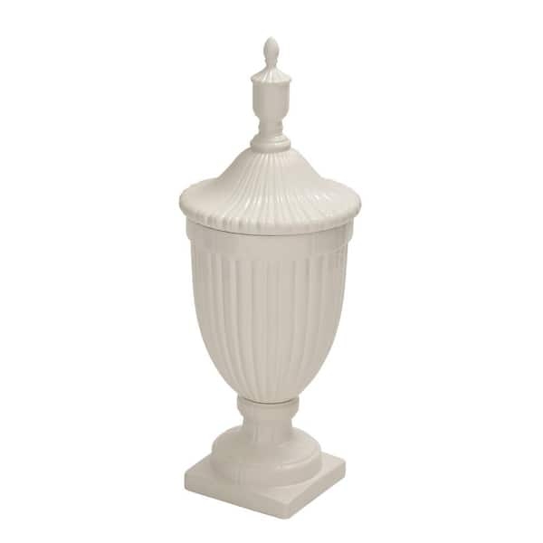 Decorative Urn Deep Fluted Texture Finial Top Neoclassical Accent