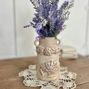 Decorative Urn French Country Stone Like Floral Relief Carving