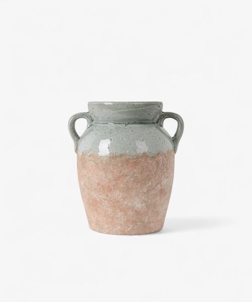 Decorative Urn French Country Two Tone Sage Green Terracotta