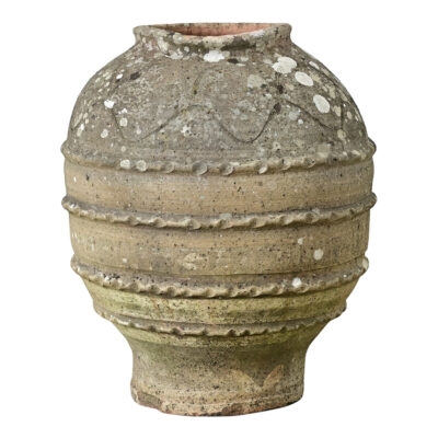 Decorative Urn Lichen Accents Weathered Texture Rustic Mediterranean