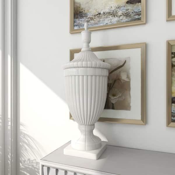 Decorative Urn: Oversized Silhouette with Fluted Design and Matte Finish
