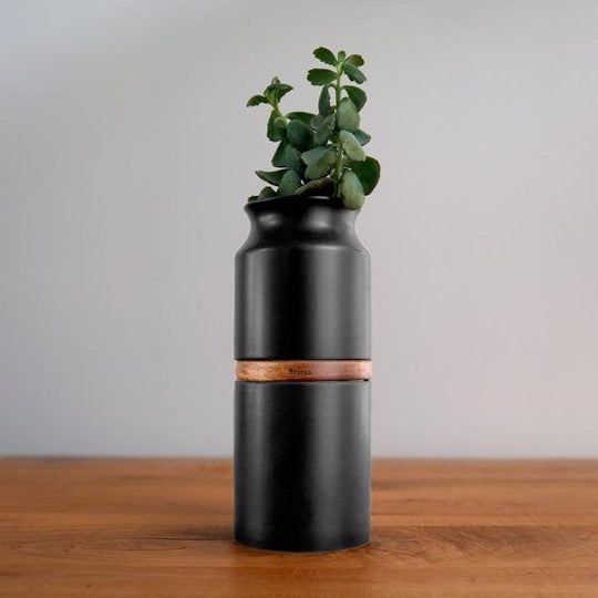 Decorative Urn Succulent Integration Wood Accent Band Modern Planter