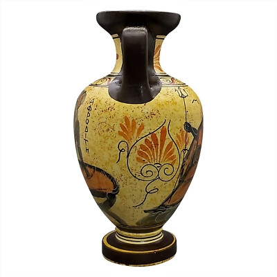 Decorative Vase Greek Lettering Hand Painted Aphrodite Pottery
