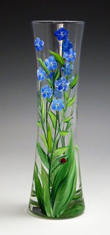 Decorative Vase Hand Painted Floral Ladybug Detail Cottagecore Style