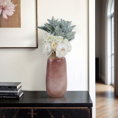 Decorative Vase Mauve Glass Matte Finish Slender Tall Accent Piece