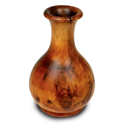 Decorative Vase Natural Wood Grain Flared Rim Bulbous Silhouette