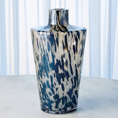 Decorative Vase: Navy Confetti Pattern, Tall Shoulder Silhouette