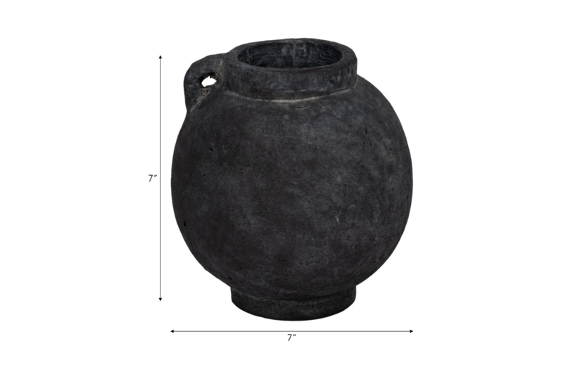 Decorative Vase Pitted Texture Single Loop Handle Charcoal Rustic