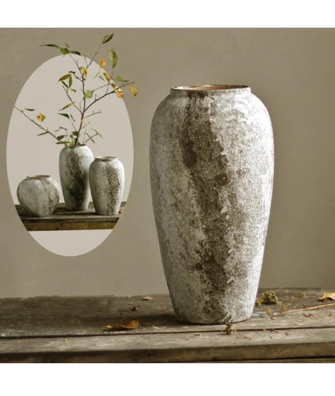 Decorative Vase Weathered Texture Stone-Like Appearance Rustic Stone Vase