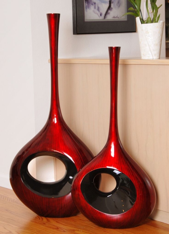 Decorative Vase with Circular Cutout, Contemporary Teardrop Vase Set