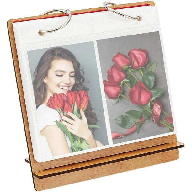 Desk Photo Album Flip Design Wooden Desktop Minimalist Tabletop Holder