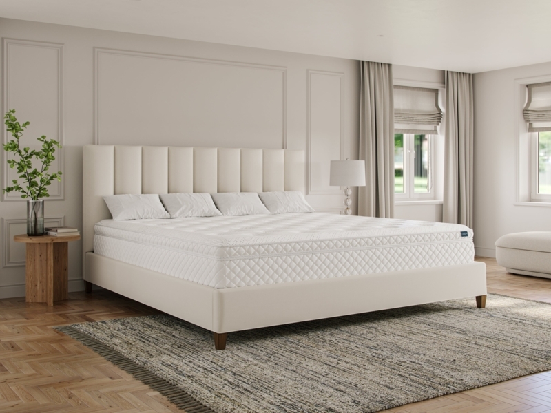 Diamond Quilted Mattress in Neutral Channel Tufted Bed Design