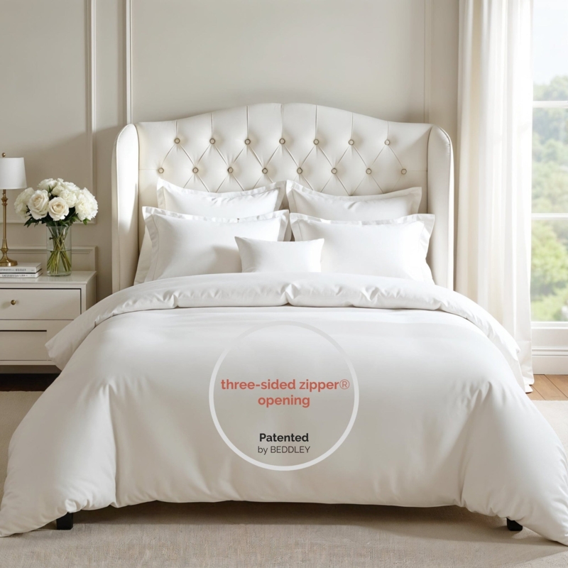 Duvet Cover Crisp White Minimalist Flanged Border