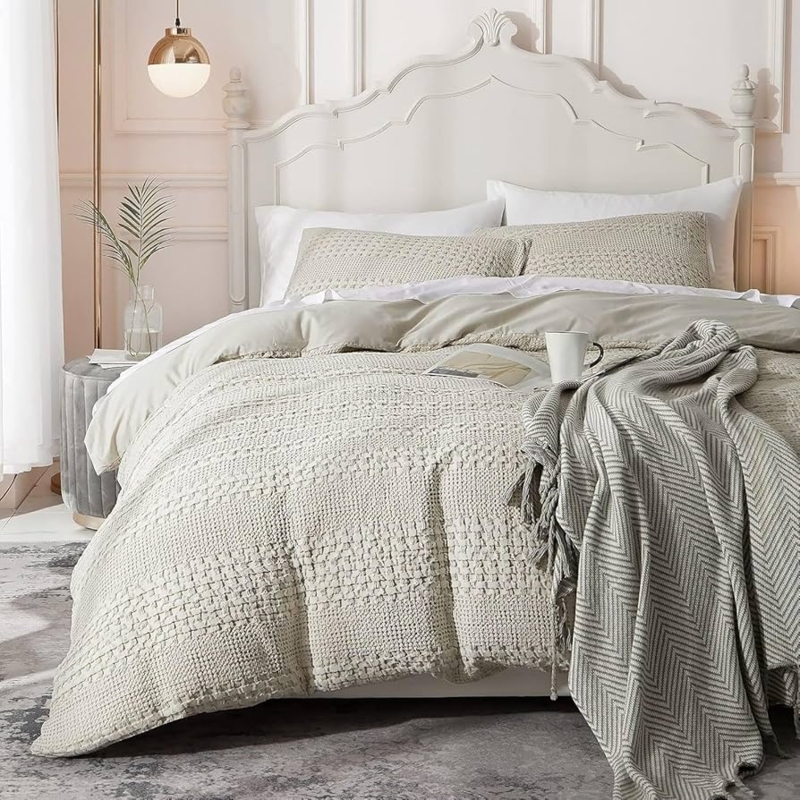 Duvet Cover Khaki Waffle Weave Neutral Bedroom Styling