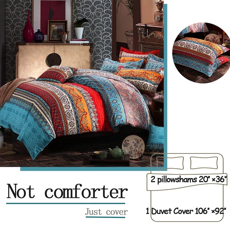Duvet Cover Set: Colorful Stripes with Medallion Print