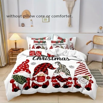 Duvet Cover Set Gnome Print Character Pattern Nordic Inspired Style