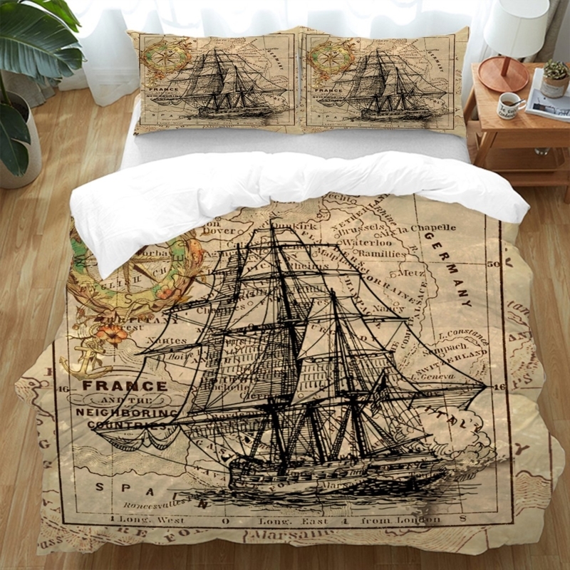 Duvet Cover Set Sepia And Teal Palette Vintage Aesthetic Chart Print