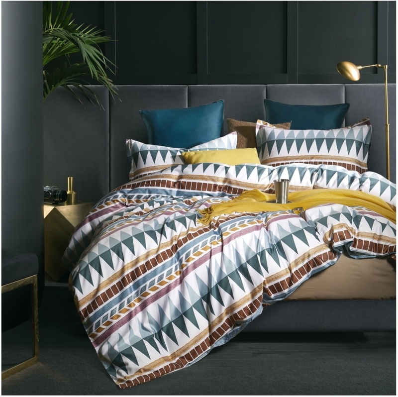 Duvet Cover Set: Southwestern Aztec Pattern in Teal and Rust