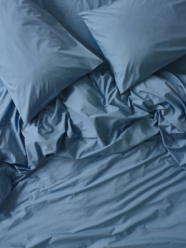 Duvet Cover Washed Cotton Percale in Cove Blue Bedding