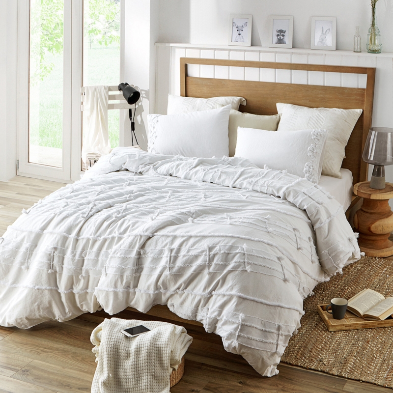Duvet Cover White Tufted Geometric Boho Bedding Ideas