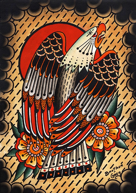 Eagle Canvas Wall Art American Traditional Bird Of Prey Theme Print