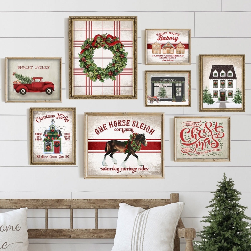 Farmhouse Wall Art Set: Gallery with Varied Size Vintage Prints