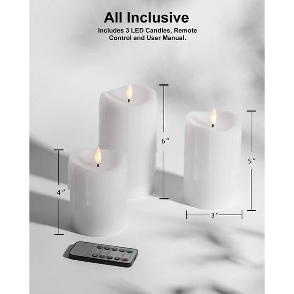 Flameless Candle Remote Controlled Staggered Heights Melted Edge Set