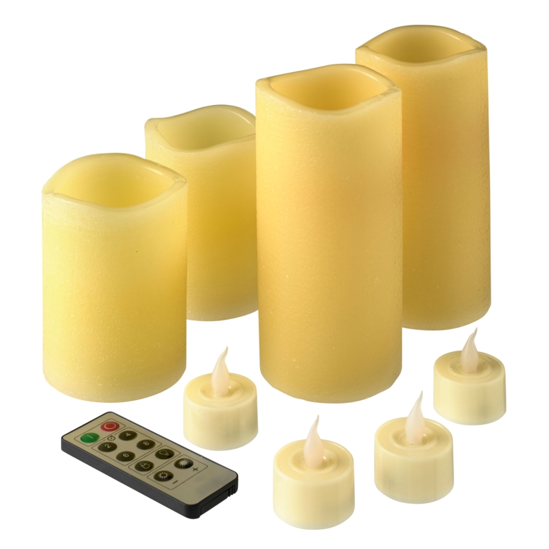 Flameless Candle Set Ivory Eight Piece Collection with Remote Control