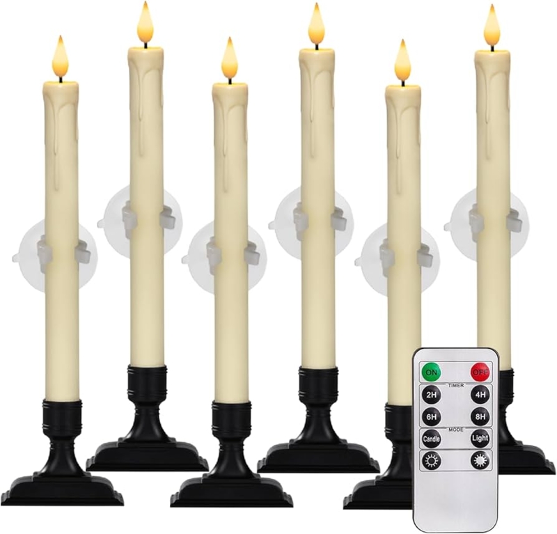 Flameless Candle Window Suction Mount Black Base Drip Detail