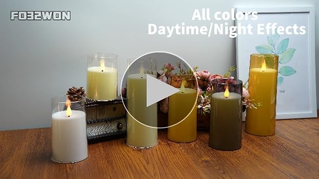 Flameless Pillar Candles Colored Acrylic Sleeves 3D Flame
