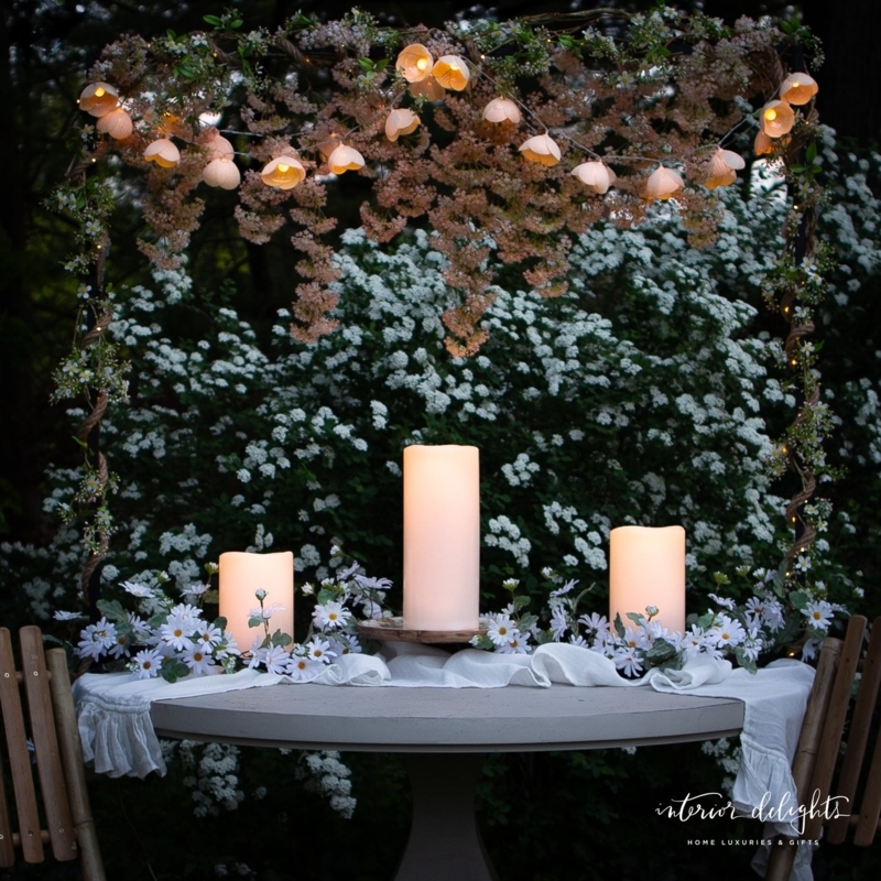 Flameless Pillar Candles: Staggered Trio with Outdoor Safe Glow