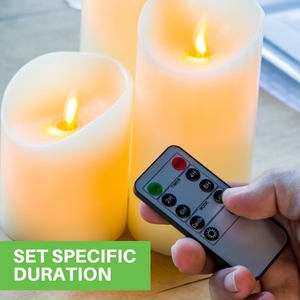 Flameless Pillar Candles Warm White Set of 3 with Remote Timer Control