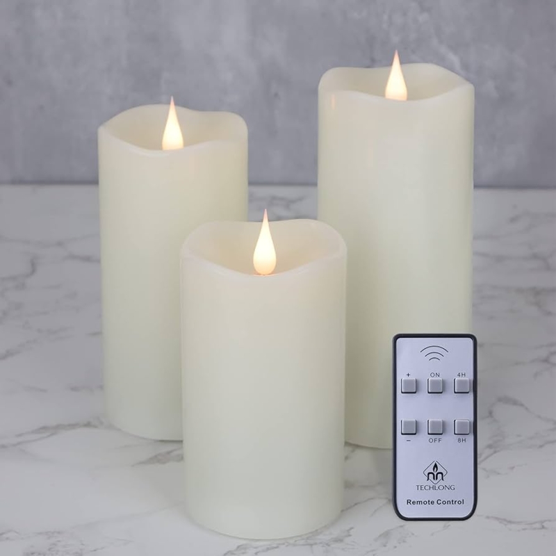 Flameless Pillar Candles with 3D Moving Flame Realistic LED Flickering