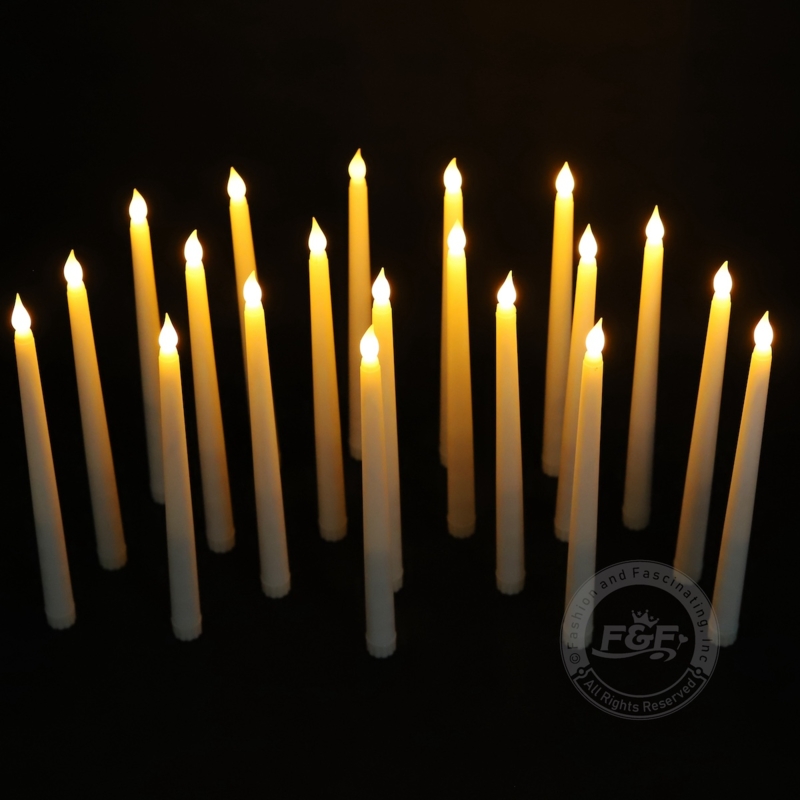 Flameless Taper Candle White Flickering Effect Minimalist Battery Operated