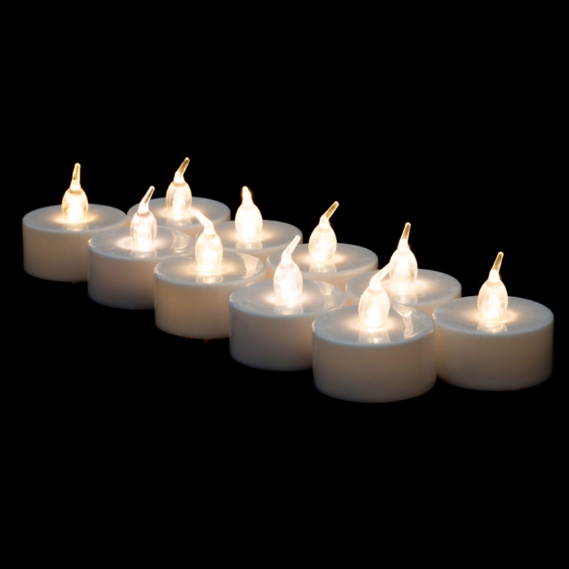 Flameless Tea Light Candles 12-Pack Warm White Flame-Tip