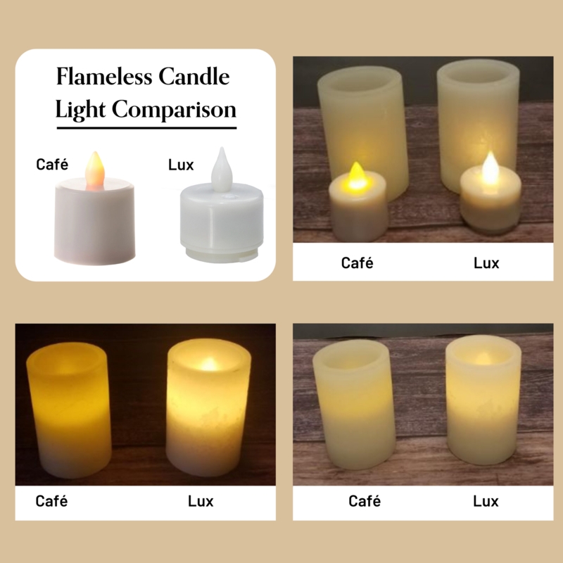 Flameless Tea Lights with Frosted Sleeves, Warm Amber vs White Glow