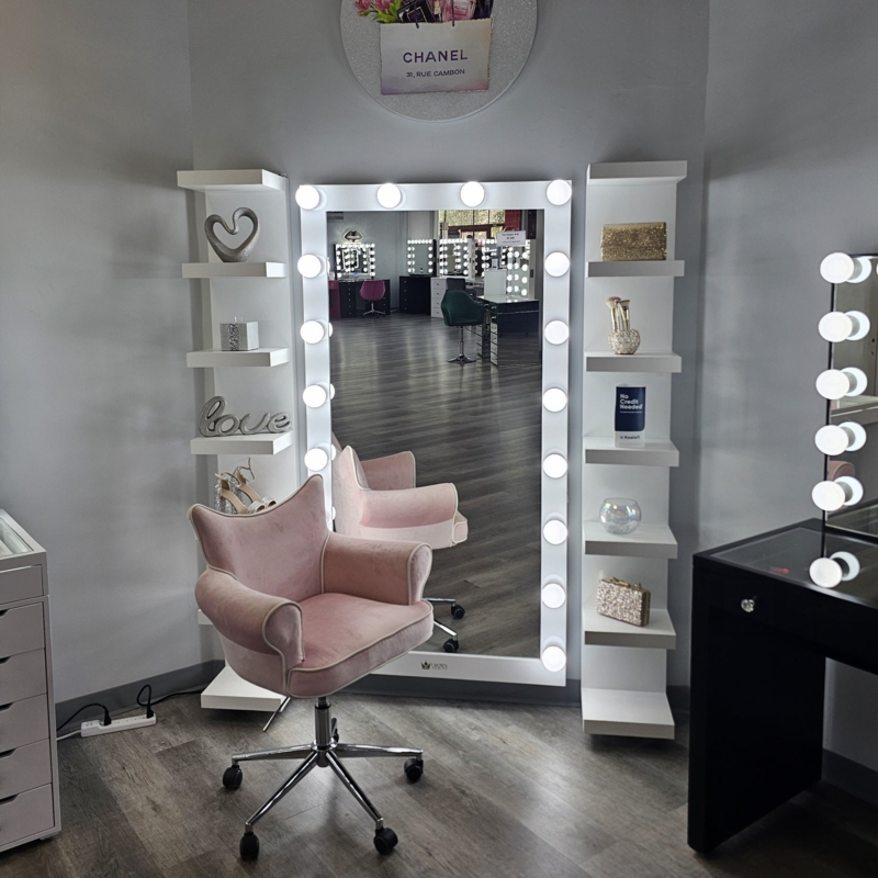 Floor Mirror featuring Hollywood Style Bulbs for Glamorous Lighting