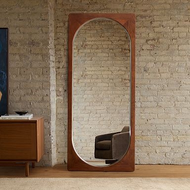 Floor Mirror Pill-Shaped Inset Oversized Scale Arched Styling