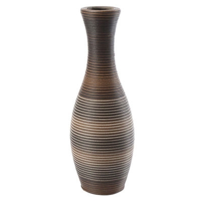 Floor Vase: Earthy Brown with Horizontally Ribbed Surface Texture