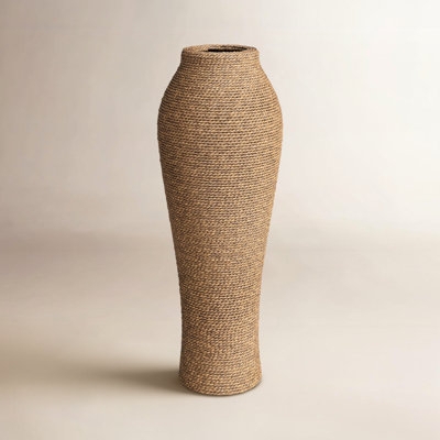 Floor Vase: Extra Tall Woven Rope Wrapped Earthy Jar (58 chars)