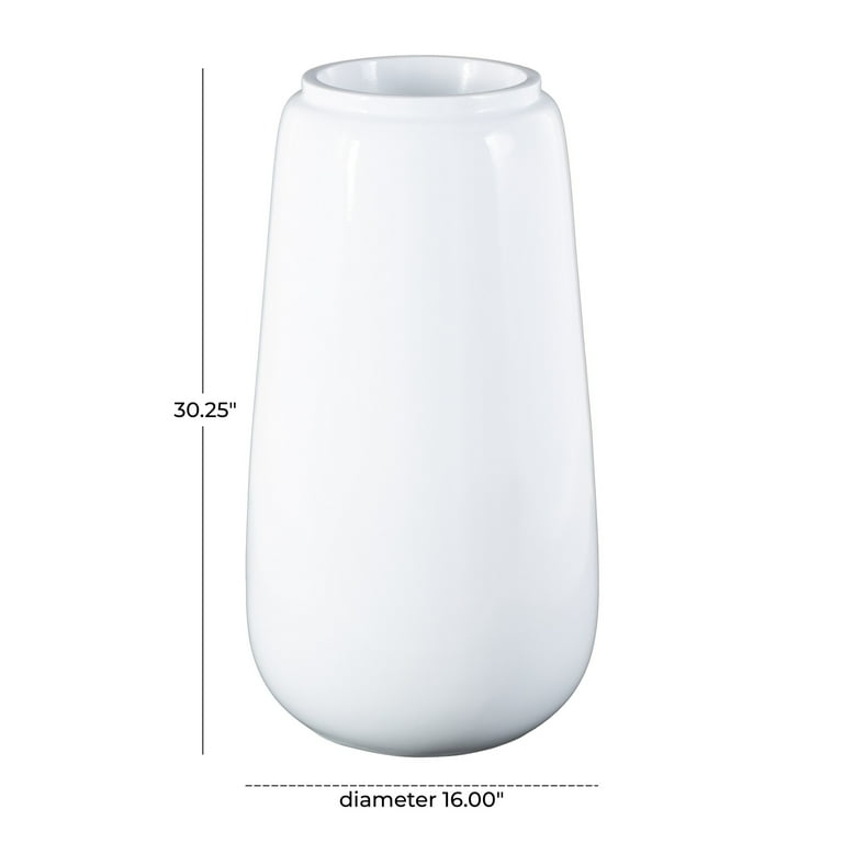 Floor Vase Glossy Tapered Cylindrical Silhouette Thick Lip Resin