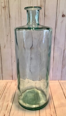 Floor Vase Hammered Glass Recycled Green Tint Modern Farmhouse Decor