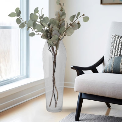Floor Vase: Large Clear Glass with Tapered Oval Silhouette