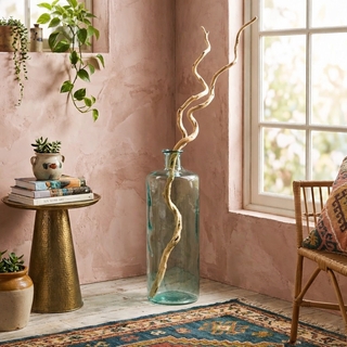 Floor Vase Oversized Aqua Glass Bottle for Branches