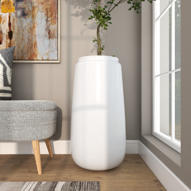 Floor Vase Oversized Resin-Like Tall White Minimalist Floor Decor
