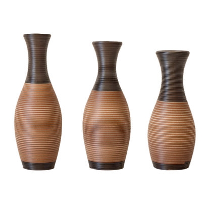 Floor Vase Set Two Tone Finish Woven Rustic Tall Farmhouse
