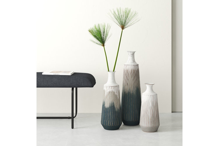 Floor Vases Teal White Gradient Finish Modern Coastal
