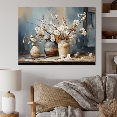Floral Still Life Art Pottery Subject Rustic Farmhouse Wall Decor