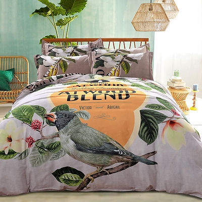 Forest Green Duvet Cover Set with Oversized White Floral Print