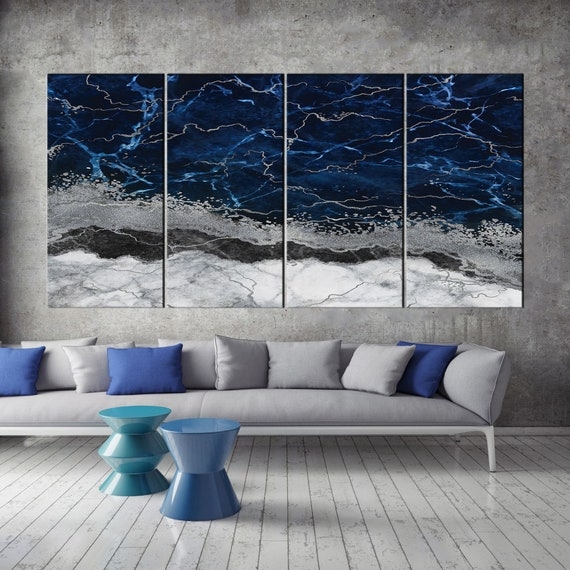 Four-Panel Wall Art Set with Marble Veining for Industrial Loft Style